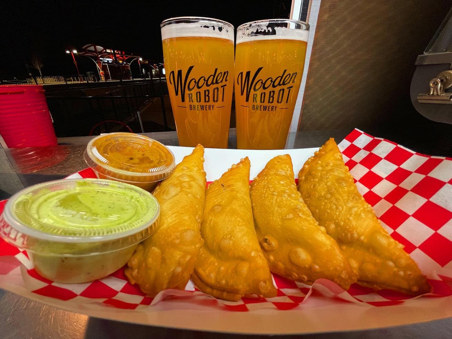 Empanadas at Wooden Robot Brewery